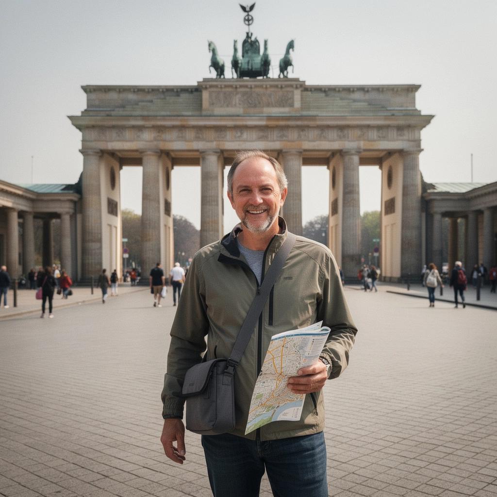 Eine Gruppe von Touristen, die ein traditionelles deutsches Fest in einem malerischen Dorf feiern.